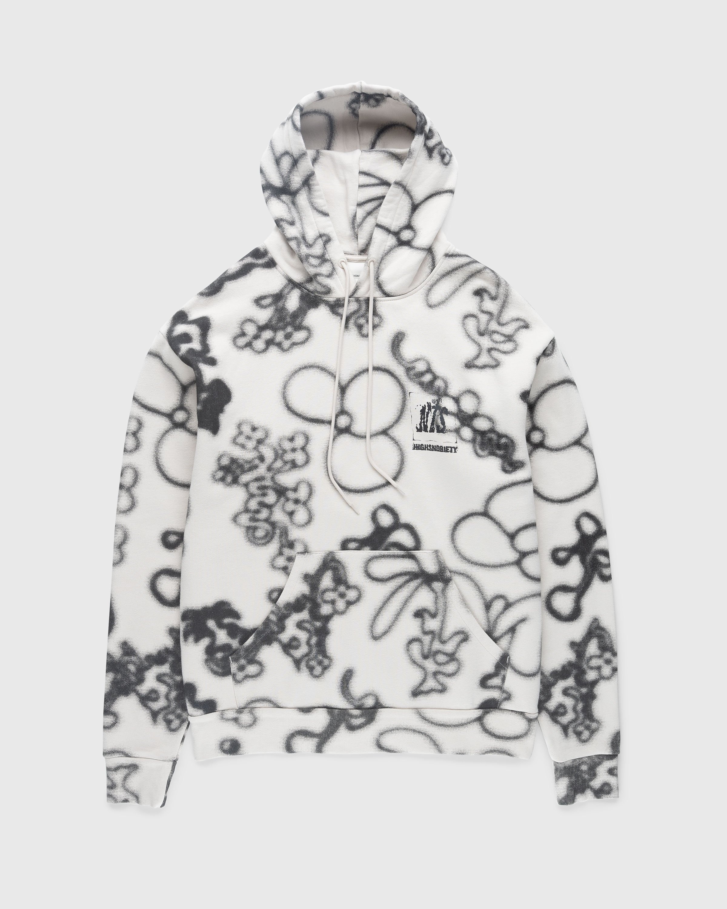 NTS x Highsnobiety Fleece Flower Hoodie Ivory Black